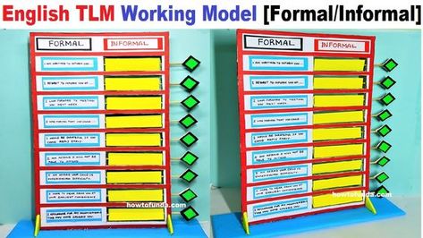 english tlm working model on formal and informal - diy - project for exhibition - simple and easy #english #tlm #workingmodel #formal #informal #diy #exhibiition #englishmodel #englishworkingmodel English Exhibition Ideas, English Grammar Models For Exhibition, English Models For Exhibition, Working Models For English Exhibition, English Tlm Ideas, Grammar Work, Tenses Chart, Direct And Indirect Speech, Indirect Speech