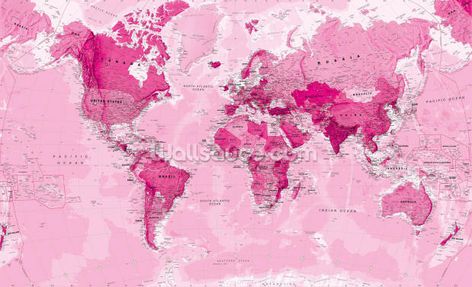 World Map Pink Pink World Map, World Map Outline, Aviation Education, Creativity Wallpaper, Travel Gallery Wall, Map Wall Mural, Ipad Stuff, Pink Bubblegum, World Map Wallpaper