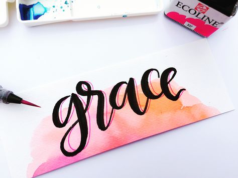 #calligraphy #lettering #grace Grace Lettering Fonts, Grace In Calligraphy, Grace Lettering, Grace Calligraphy, Caligraphy Font, Baptism Decor, Frame Wall Collage, Grace Art, Fun Fonts