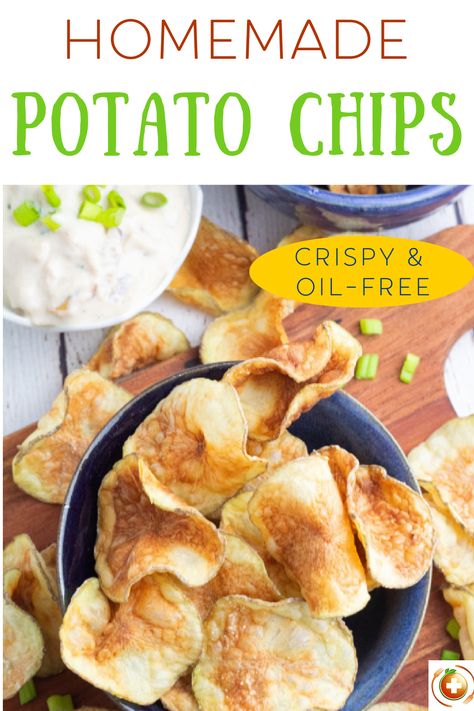 Thought you couldn't eat potato chips on a healthy plant-based eating plan? Me too, but thankfully we were wrong! These healthy homemade potato chips are easy and delicious! Healthy Potato Chips, Vegan Munchies, Homemade Potato Chips, Healthy Potato, Potato Chip Recipes, Vegan Dips, Healthy Oil, Healthy Potatoes, Homemade Chips