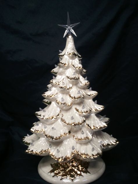 Gold or Silver Tips1618 Tall Full Christmas Tree $235.99 Vintage White Ceramic Christmas Tree, Christmas Tree Sculptures & Statues, Ceramic Light Up Christmas Tree, Vintage Ceramic Tree, Ceramic Christmas Tree Painting Ideas, Christmas Tree Painting Ideas, Ceramic Tree Christmas, Tree Painting Ideas, White Ceramic Christmas Tree