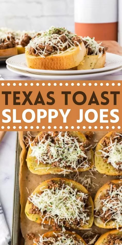 If you love Sloppy Joes then you are going to love this Texas Toast Sloppy Joes Recipe. Texas Toast is topped our favorite sloppy joe recipe. This is the best sloppy joes that is easy to make at home as well! #eatingonadime #sloppyjoesrecipe #beefrecipes #texastoastrecipes #easydinners Baked Sloppy Joes, Sloppy Joe Recipe Ideas, What To Do With Sloppy Joe Leftovers, Manwich Sloppy Joes Garlic Bread, Sloppy Joe Garlic Bread Sandwich, Texas Sloppy Joe Recipe, Sloppy Joes Texas Style, Sloppy Joe Recipe On Garlic Bread, Sloppy Joes Garlic Bread