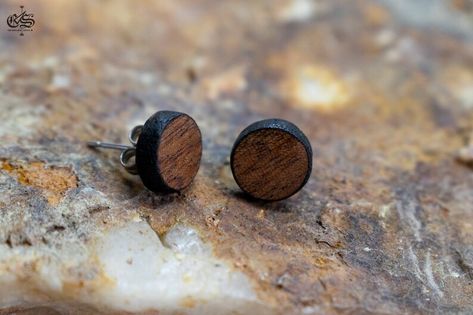 wooden mahogany stud earrings Natural Resource, Laser Cut Jewelry, Laser Cut Earrings, Him Gifts, For Him Gifts, Jewellery Gifts, Steel Post, Earring Studs, Circle Studs