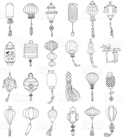 Lantern Drawing Ideas, Japanese Lantern Tattoo, Chinese Lantern Tattoo, Lantern Tattoo Design, Lantern Drawing, Vietnam Tattoo, Lantern Tattoo, Japanese Lantern, Japon Illustration