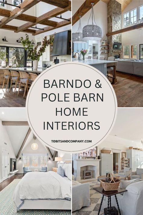 See the most stunning pole barn home and barndominium interiors. It's the perfect dose of home design inspiration. Barndominium Wall Ideas, Decorating A Barndominium, Barndominiums Interior Ideas, Upscale Barndominium, Modern Farmhouse Barndominium Interior, Barndominium Design Ideas, Barnaminium House Interior, Barndo Decorating Ideas, Barndo Interior Design