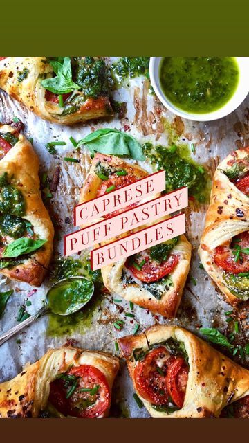 Diane Morrisey on Instagram: "A Caprese salad could take many forms. This version wraps tomatoes mozzarella basil and spinach up into a puff pastry bundle and drizzles it with a pesto oil. Need a simple dinner idea? Grab some Puff Pastry and channel your inner Caprese! 🍅 🌿 Puff Pastry. Mozzarella. Tomato. Pesto. Nuff said👌 . . Caprese Puff Pastry Bundles . . . 2 sheets thawed puff pastry 6-7 plum tomatoes, sliced 2 cup shredded mozzarella Grated parmesan salt and pepper red chili flakes 2 Caprese Puff Pastry Bundles, Caprese Puff Pastry, Diane Morrisey Recipes, Pesto Oil, Appetizer Desserts, Puff Pastry Bundles, Appetizers Summer, Grill Shrimp, Caprese Appetizer