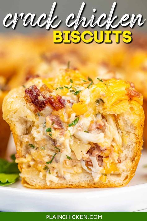 Easy Chicken Biscuit Bake, Chicken Cheddar, Chicken Biscuits, Chicken Biscuit, Biscuit Recipes, Canned Biscuits, Chicken And Biscuits, Muffin Tin Recipes, Plain Chicken