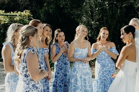 Women Attire, 2025 Wedding, Mismatched Bridesmaids, Mismatched Bridesmaid Dresses, Blue Themed Wedding, Guest Attire, Bridal Party Dresses, Timeless Wedding, Bridesmaids Dresses