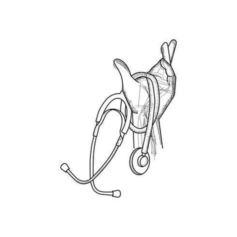 Medical Drawings Sketches Art, Medicine Drawing Ideas, Medical Line Art, Nurses Drawing, Nurse Drawing Art, Doctor Art Drawings, Nursing Drawing, Medicine Drawing, Stethoscope Drawing