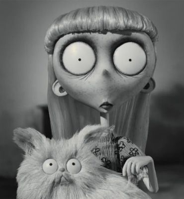 Weird girl with Mr. Whiskers, Frankenweenie Weird Girl, A Cartoon, Cat Lady