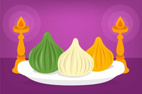 Ganpati Modak Painting, Ganesha Modak Drawing, Modak Indian Sweet Drawing, Ganpati Drawing, Monthly Photoshoot, Project Cover, Project Cover Page, School Decoration, Food Sticker