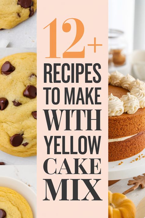 Whip up tasty treats with yellow cake mix! These easy recipes will have you baking up muffins cookies and even fun desserts. Perfect for parties or a cozy night at home. Enjoy the sweet flavors of vanilla chocolate and sprinkles while creating memories in the kitchen with family and friends! Yellow Cake Mix Recipes Homemade, Recipes Using Cake Mixes Yellow, Yellow Box Cake Mix Recipes Ideas Easy, Easy Yellow Cake Mix Recipes, Recipes With Yellow Cake Mix Boxes, Recipes Using Yellow Cake Mix Boxes, Yellow Box Cake Mix Recipes Ideas, Yellow Cake Mix Recipes Boxed Hacks, Yellow Cake Mix Desserts