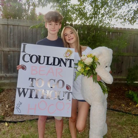 What a sweet HOCO proposal 🥰🥰 Avery and Landon are “beary “ cute ❤️💙❤️ Beary Cute, Hoco Proposals, Quick Saves