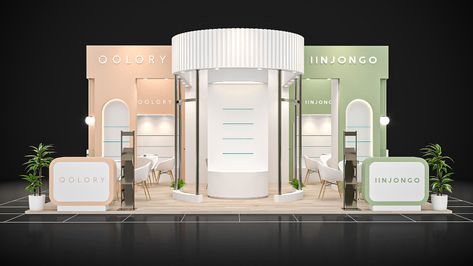 QOLORY - Beauty Eurasia 2022 - Exhibition Stand | Behance Booth Design Exhibition, Creative Booths, Beauty Exhibition, Event Booth Design, Expo Stand, Beauty Expo, Architecture Portfolio Design, Event Booth, Wedding Stage Design