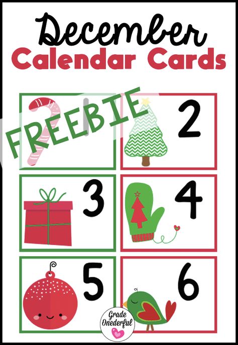 Free pocket chart calendar cards for December. These cards will look festive and cute in your classroom! Pocket Chart Calendar Printables Free, Christmas Calendar Numbers Free Printable, Pocket Calendar Printables, Preschool Calendar, September Calendar, Creative Calendar, Calendar Numbers, December Calendar, Christmas Teaching