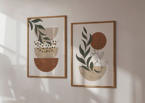 Excited to share the latest addition to my #etsy shop: Scandinavian style set of 2 prints in neutral colours with sage green plants/ boho geometric wall art design in beige/ mid century prints https://etsy.me/3BTByZ9 #beige #housewarming #easter #printingprintmaking Sage Green Plants, Boho Color Scheme, Mid Century Prints, Watercolor Art Face, Boho Painting, Photo Wall Gallery, Lovely Poster, Art Frames, Home Decor Hooks