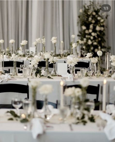 Modern Wedding Colors Schemes, Banquet Style Wedding Tables, Modern Minimalist Wedding Decor, Wedding Starter, Wedding Starters, Bridal Party Color Schemes, Wedding Theme Color Schemes, Bridal Parties Colors, Black And White Wedding Theme