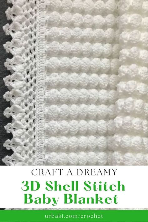 Step into the world of crochet magic with our "Super Easy Crochet Baby Blanket Tutorial." This extraordinary blanket boasts the enchanting 3D shell stitch, a texture-rich masterpiece that'll leave you in awe.The 3D shell stitch weaves a captivating, three-dimensional shell-like pattern into the fabric of the blanket, transforming it into a work of art. This unique stitch infuses depth and dimension, elevating your creation to a whole new level of sophistication. Prepare to be amazed by the eye Craft And Crochet, 3d Shell Stitch Crochet, Shell Stitch Crochet Blanket, Shell Stitch Baby Blanket, Crochet Boys, Crochet Baby Blanket Tutorial, Baby Blanket Tutorial, Crochet Baby Blanket Beginner, Puff Stitch Crochet