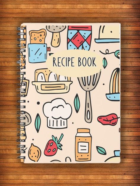 Cookery Notebook Design, Recipe Book Front Cover Design, Cook Book Cover Design Ideas, Recipe Book Cover Design Ideas, Recipe Book Diy Cover, Food Book Cover Design, Recipe Book Aesthetic Cover, Cook Book Cover Design Aesthetic, Recipe Book Cover Ideas