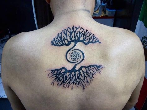 As Above So Below Tattoo, Yggdrasil Tattoo, As Above So Below, Upper Arm Tattoos, Gorgeous Tattoos, Tree Of Life Tattoo, Side Tattoos, Line Art Tattoos, Grey Tattoo