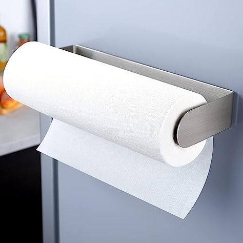 DELITON Magnetic Paper Towel Holder - Multifunctional Paper Towel Bar with Strong Magnetic Backing for Kitchen, Refrigerator, Grill Silver Vintage Metal Kitchen Cabinets, Home Hacks Diy, Metal Kitchen Cabinets, Clever Storage Ideas, Flushable Wipes, School Must Haves, Home Must Haves, Magnetic Paper, Fridge Organisers