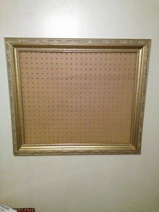 Picture Frame Tool Pegboard: 4 Steps Peg Board In Picture Frame, Framed Pegboard, Tool Pegboard, Tool Holders, Old Frames, Stud Walls, Basic Tools, Living Room Flooring, Used Tools