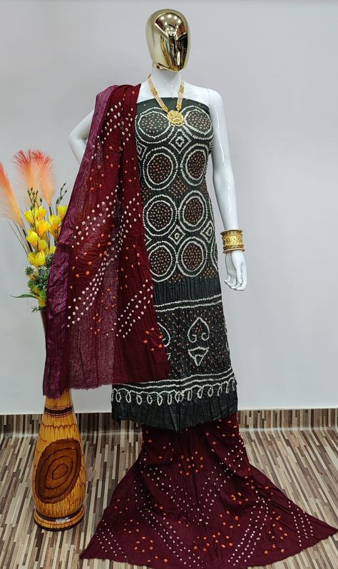 BANDHANI DRESS MATERIAL SEPCIAL BHARIK BANDHANI DUPPATA BHARTI DESIGN _*   👗 *_ TOP 2.5 - SATIN COTTON MATERIAL  _*  👖 *_ BOTTOM -  SATIN COTTON MATERIAL (2.20MTR)_* 🧣 *_ DUPATTA - *(2.25.MTR)* *COTTON RESAM BORDER BHARIK  BANDHANI*  #cottonsuits #bandhanisuits #suits #dressmaterial #punjabisuits #punjabisalwarsuit #salwarsuits #churidarmaterials #cottonsuits #silksuits #partywearsuits #chikonkarisuits Bandhani Duppata, Satin Suits, Bandhani Dress Materials, Bandhani Dress, Suits Dress, Gift Boxes For Women, Punjabi Salwar Suits, Cotton Suits, Cotton Bottoms