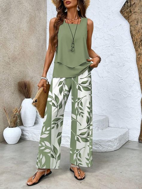 Women Summer Outfits 2024, 2024 Summer Fashion, Fashion Summer 2024, Top With Pants, Modest Casual Outfits, Stylish Outfits For Women Over 50, Over 60 Fashion, Womens Clothing Patterns, Casual Summer Tops