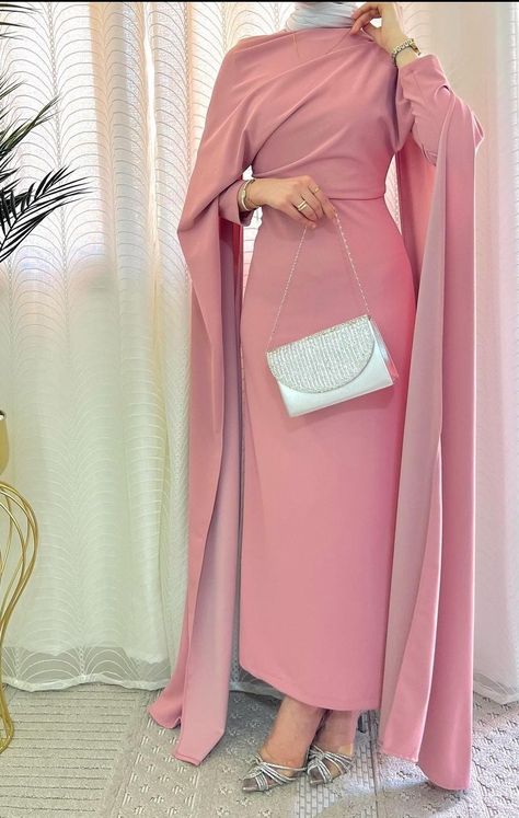 Elegant Dresses For Hijab, Pink Dress For Hijab, Pink Dress Hijab Outfit, Soiree Dresses For Hijab Classy, Soiree Outfits For Hijab, Pink Dress Modest, Classy Modest Dresses, Soiree Dresses For Hijab, Simple Elegant Dresses