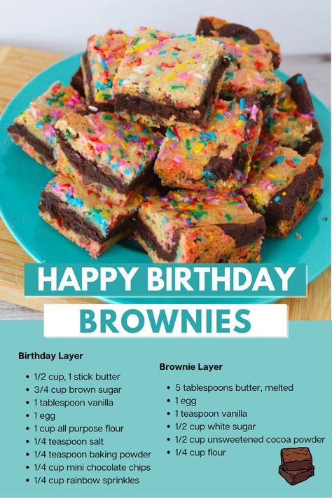 Happy Birthday Brownies Recipe Brownie Birthday Treats For School, Brownie For Birthday, Brownies For Birthday Ideas, Bday Brownies, Chocolate Birthday Desserts, How To Decorate Brownies, Brownie Birthday Ideas, Birthday Dessert Ideas Easy, Decorated Brownies Birthday