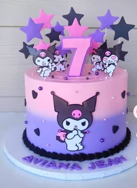 Kuromi Cakes Birthday, Kuromi Cakes Ideas, Kuromi Cake Ideas Birthdays, 8 Year Birthday Cake, Kuromi Cake Design, Kuromi Cake Ideas, Kuromi Birthday Party Ideas, Kuromi Party Ideas, Sanrio Cake Birthday