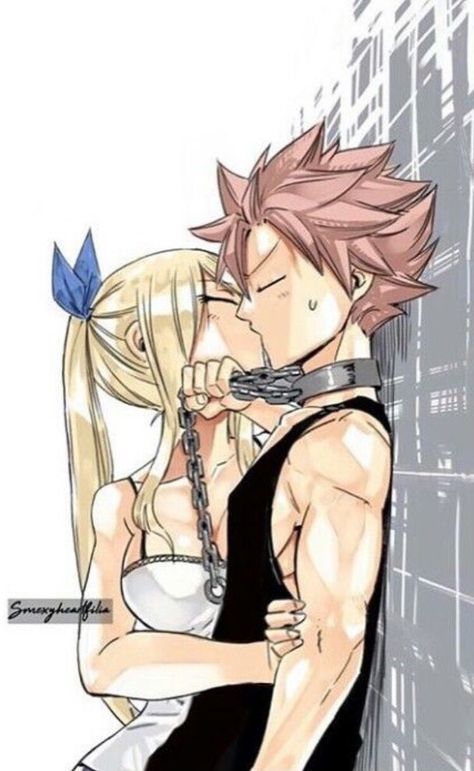 Natsu & Lucy 😏😏😏 Natsu And Lucy Kiss, Natsu E Lucy, Natsu Fairy Tail, Fairy Tail Natsu And Lucy, Natsu X Lucy, Fairy Tail Pictures, Image Couple, Fariy Tail, Fairy Tail Love