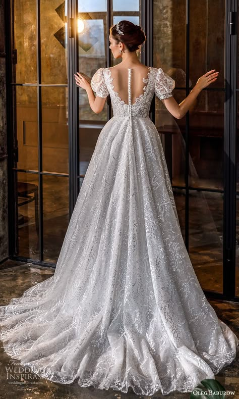 Sage Tablescape, Fairytale Princess Wedding Dresses, Regal Wedding Dress, Oleg Baburow, A Line Ball Gown, Puff Sleeve Wedding Dress, Wedding Gown Inspiration, Wedding Inspirasi, Bride Fashion