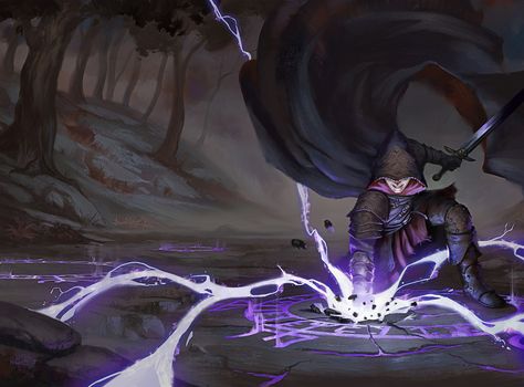 Magic Battle Art, Dark Magic Fantasy Art, Storm Mage, Andy Aesthetic, Spell Illustration, Storm Magic, Fantasy Images, Arte Fantasy, Magic Art