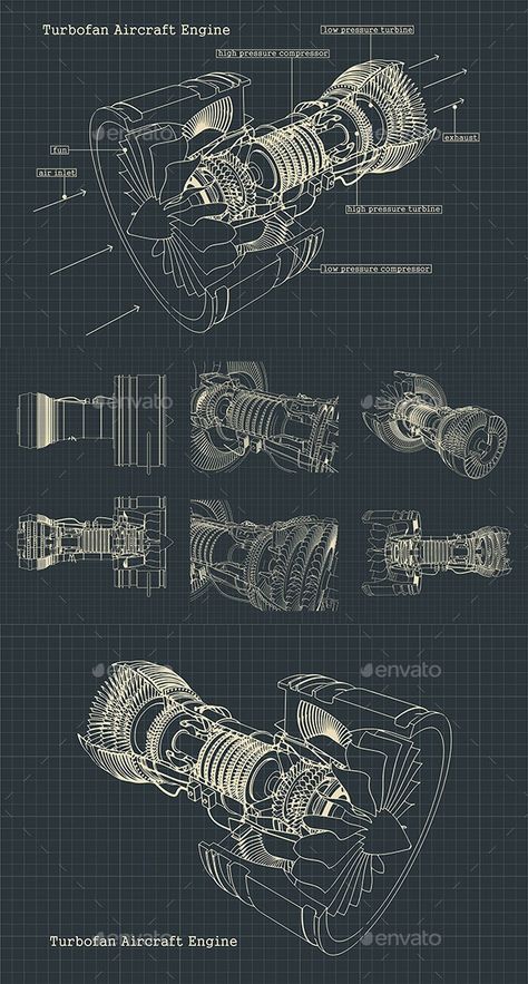 Turbofan Engine Blueprints Set #AD #Engine, #AD, #Turbofan, #Set, #Blueprints Aviation Engineering, Aviation Education, Technology Illustration, Turbofan Engine, Aerospace Design, Airplane Engine, Mechanical Engineering Design, Airplane Wallpaper, Blueprint Art