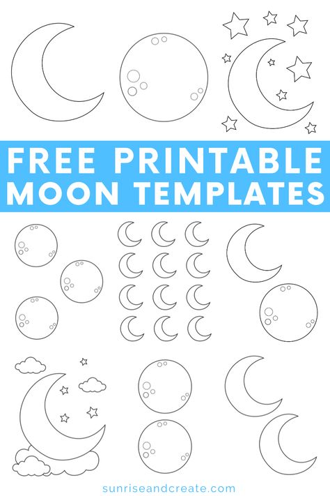 printable moon templates Cloud Template, Moon Coloring Pages, Star Coloring Pages, Moon Party, Star Template, Cd Crafts, Free Printable Gift Tags, Stencils Printables, Educational Activities For Kids