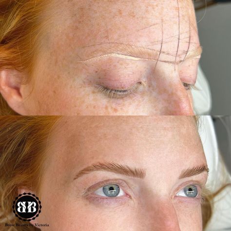 Redhead Eyebrow Tint, Microblading Eyebrows Redhead, Redhead Microbladed Eyebrows, Blonde Microblading, Dye Eyelashes, Eyebrows Redheads, Blonde Brows, Brow Shapes, Light Brown Eyebrows