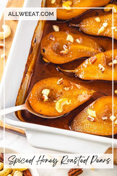 🍯 30-Minute Spiced Honey Roasted Pears! 🍐  Looking for a quick, delicious dessert? These pears are perfect!  ✨ Ready in 30 Minutes: Fast and easy! ✨ Warm & Sweet: Honey and spices make them taste amazing. ✨ Simple & Elegant: Easy to make but looks fancy. ✨ Naturally Sweet: Fresh pears and honey for a healthier treat.  Pin this for your next sweet craving! 🍯🍐  #EasyDessert #RoastedPears #QuickAndTasty #SweetAndSimple #ComfortFood Roast Pears Dessert, Pear Varieties, Roasted Pears, Fall Movies, Spiced Honey, Pear Dessert, Roasted Pear, Baked Pears, Apple Crisp Easy