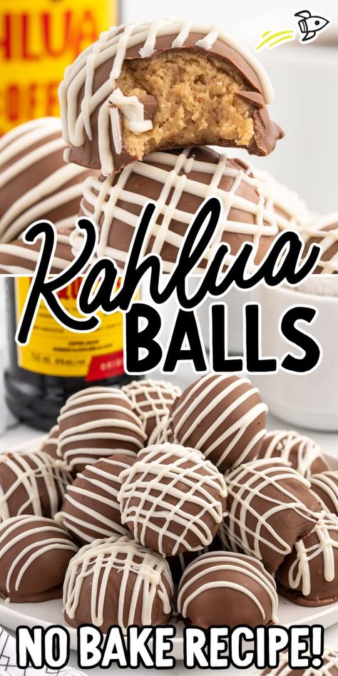 Kahlua Balls Kahlua Cookies, Kahlua Balls, Boozy Cheesecake, Kahlua Truffles, Kahlua Fudge, Kahlua Cheesecake, 2024 Cookies, Boozy Baking, Kahlua Recipes