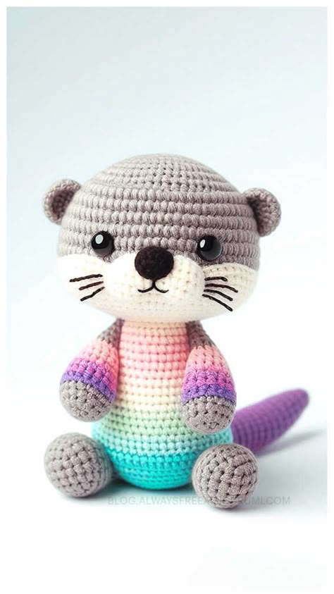 Amigurumi Little Otter Crochet Free Pattern Animuguri Crochet Free Pattern, Otter Amigurumi Free Pattern, Crocheted Otter Pattern Free, Crochet Otter, Otter Amigurumi, Otter Crochet Pattern Free, Otter Crochet, Stitch Amigurumi, Elephant Crochet Pattern