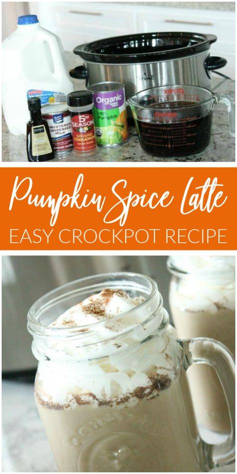 This Easy Crockpot Pumpkin Spice Latte is perfect for Fall! This Homemade Pumpkin Spice Latte Recipe is easy to make for a Crowd and perfect for Fall, Tailgating, Campfires, and Thanksgiving Parties! #fall #psl #pumpkin #spice #crockpot #beverage Drinks For Thanksgiving, Coffe Drinks, Crazy Drinks, Christmas Crockpot, Crock Pot Pumpkin, Thanksgiving Rocks, Crockpot Pumpkin, Pumpkin Crockpot, Fall Eats