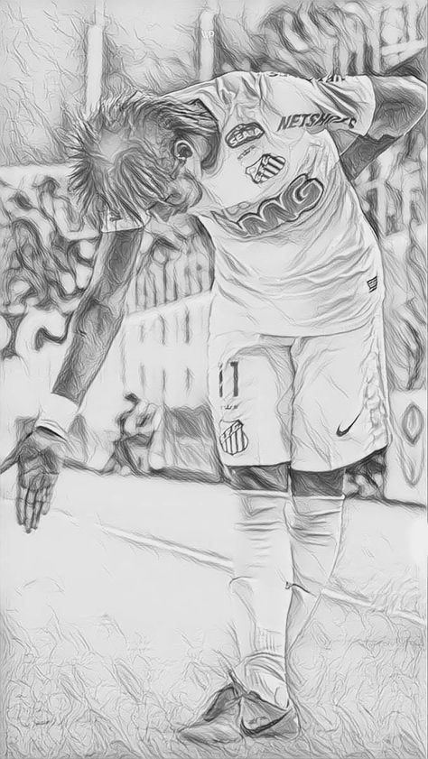 Neymar Drawings, Football Drawing Sketches, Neymar Sketch, Neymar Jr Art, Cr7 Drawing, Neymar Drawing, Neymar Art, Messi Drawing, Ballerina Art Paintings