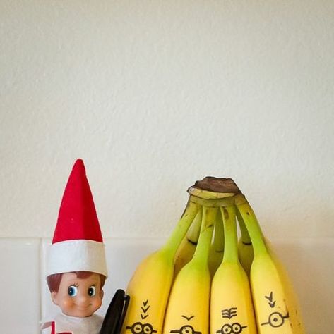 Elf Ideas Easy Funny, Minion Drawing, Elf Drawings, Elf Ideas Easy, Easy Elf On The Shelf, Elf Funny, Easy Elf, Minion Banana, Elf Activities