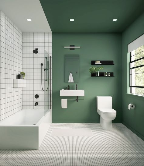 Colour Blocking Interior, Small Bathroom Organization, Small Room Decor, Interior Design Color, Bathroom Color, Bathroom Inspiration Decor, Shower Remodel, Bathroom Renos, Bathroom Colors