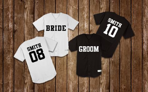 SET OF 2 Custom Baseball Jerseys Bridal Party by TwilfittandTeta Party Save The Date, Backyard Baseball, Baseball Jersey Men, Baseball Gear, Custom Baseball Jersey, Baseball Pants, Baseball Gifts, Baseball Equipment, Field Day