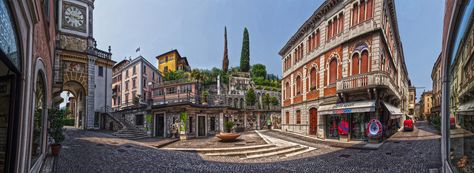 Gardone Riviera in Italy 180° panorama made of 7 pics Vertical Panorama Photography, City Panorama, Italy Cityscape, Vintage Panoramic Photos, Village Aerial View, Rooftop Bars Los Angeles, Panorama City, Panorama Photography, Panoramic Photography