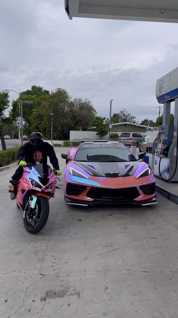 Matching Car And Motorcycle, Matching Motorcycles, Matching Cars His And Hers, Matching Trucks, Matching Cars, Couple Cars, Bike And Car, Twin Car, Motorcycle And Car