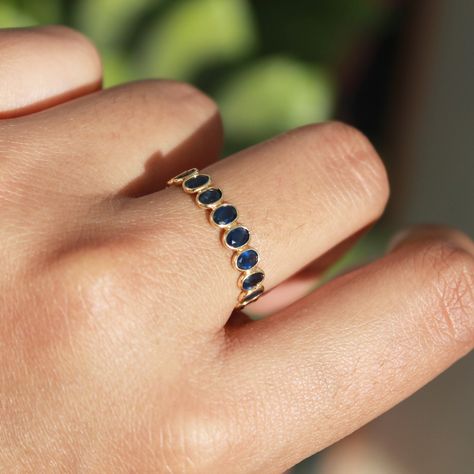 Gold Sapphire Ring, Sapphire Band, Blue Sapphire Ring, Natural Gemstone Ring, Ring Wedding Band, 18k Gold Ring, Jewelry Lookbook, Minimalist Ring, Blue Sapphire Rings