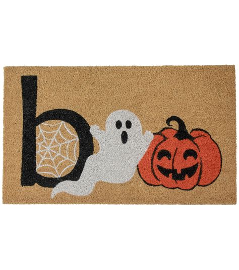 Get ready for the spooky Halloween season with this coir doormat This mat features "Boo" accented with a spiderweb a ghost and a pumpkin on a natural background This doormat has been made for long - lasting durability and color Enhance your entry or patio area with a new doormat that fits your Halloween decor! Product Features: Rectangular Halloween doormat Features Boo accented with a spiderweb ghost and pumpkin Non - skid durable backing which helps to keep your doormat securely in place Recommended for both indoor or outdoor use Care instructions: rinse with a hose and air dry Dimensions: 18"H x 30"W x 075"D Material(s): rubber bottom/coir fiber Halloween Mats, Door Mat Diy, Halloween Doormat, Halloween Door Mat, Christmas Central, Natural Background, Fall Door, Coir Doormat, Halloween Door