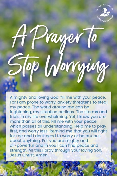 A daily prayer to stop worrying. Pray for God's peace which passes understanding. Pray more, worry less, placing your trust in God. Prayer For Worry, God's Peace, Pray More Worry Less, Pray More, Prayer For Guidance, Everyday Prayers, Trust In God, Prayers For Strength, Financial Peace